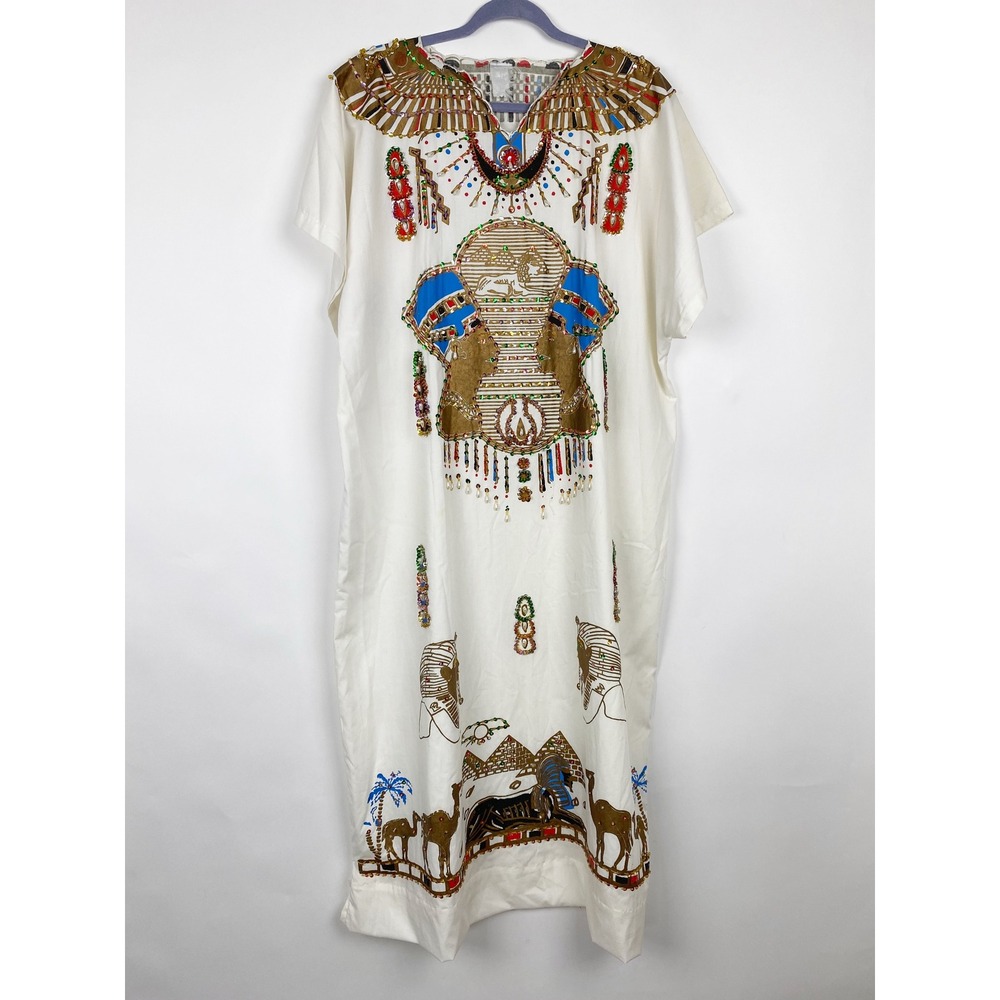Egyptian Hand Painted Beaded Galabeya Kaftan Costume Unisex One Size